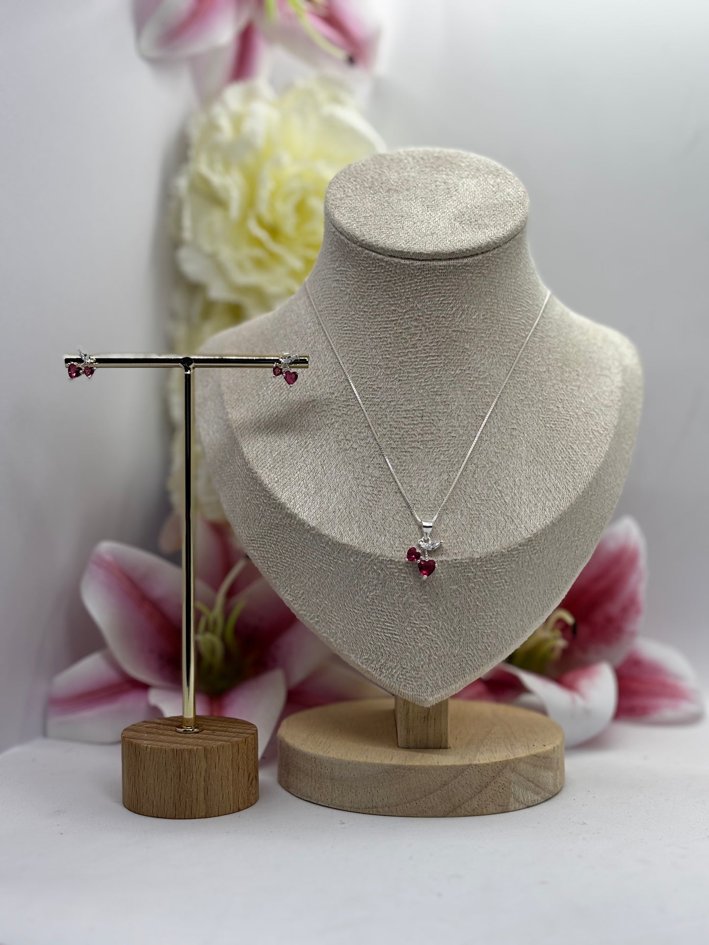 Conjunto de plata de corazones