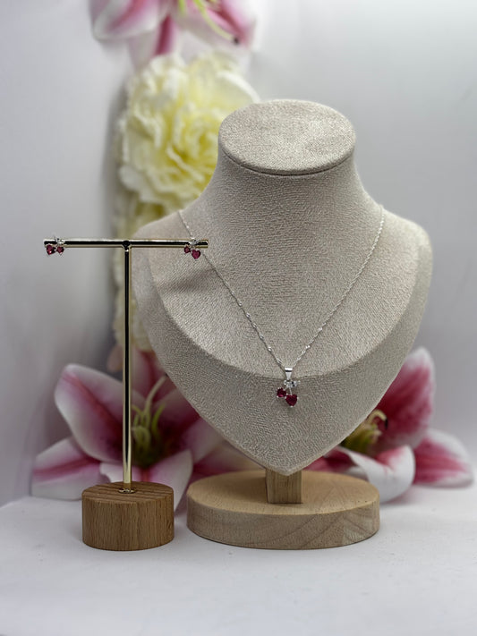 Conjunto de plata de corazones